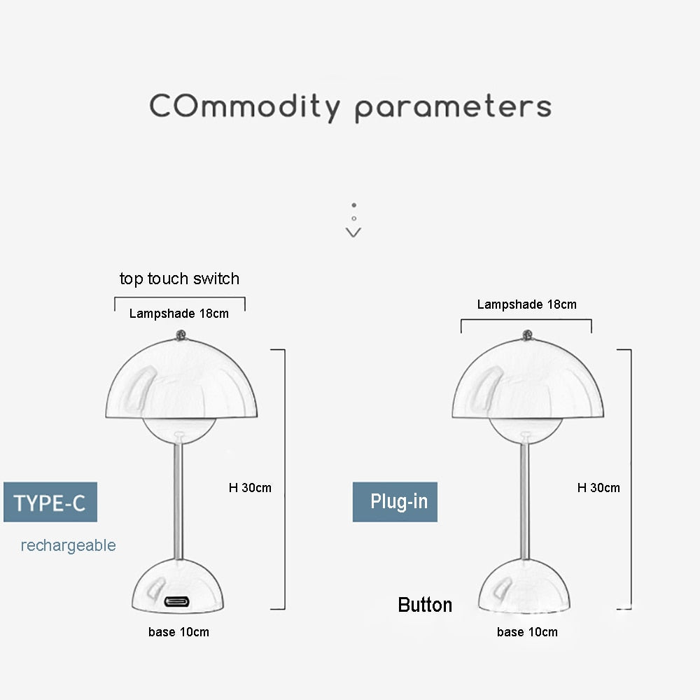 Rechargeable LED Mushroom Table Lamp